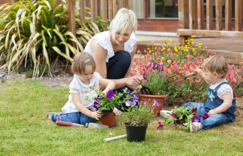 Low-maintenance landscape gardening in Orpington with evergreen planting